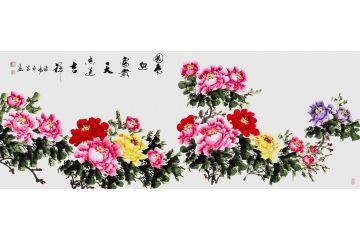 希芸新品花鸟画佳作《国色迎富贵》