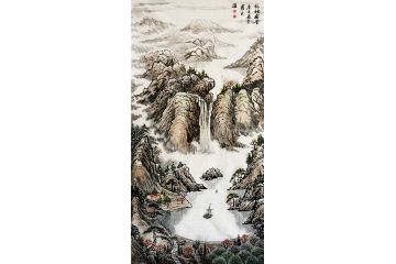 山川新品力作四尺竖幅山水画《福地安居》