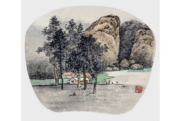 扇面小品画 王建军新品国画山水画《穷款》