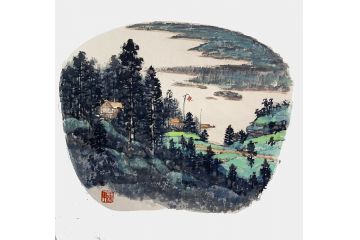 扇面小品装饰画 王建军新品力作山水画《穷款》
