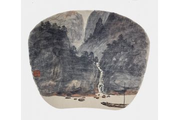 家居精美装饰画 王建军小品扇面画《穷款》