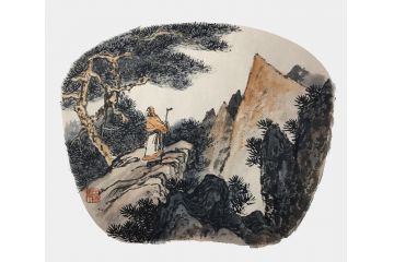 扇面小画 王建军新品国画山水画《穷款》