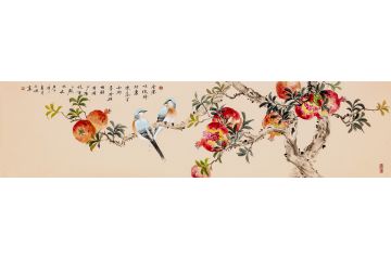 玉婉四尺精品写意花鸟画《金风吹绽绛纱囊，零落宣和御墨香》
