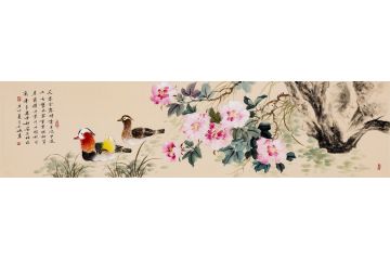 玉婉唯美诗意花鸟画《芙蓉含露时，秀色波中溢》