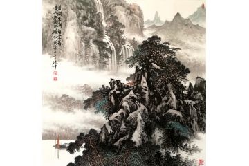 林德坤新品国画《碧涧生潮朝自暮 青山如画古犹今》