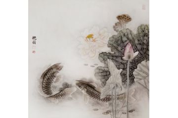 玄关挂画 张艳丽工笔斗方花鸟画《穷款》