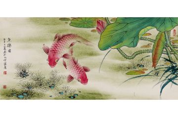 典藏之作 蓝健康工笔鱼画《鱼乐图》