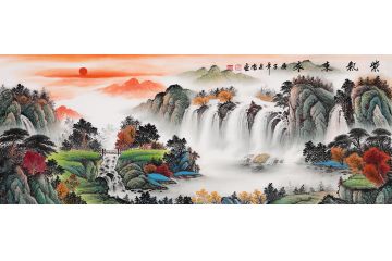 2020经典题材 宋唐国画山水聚宝盆《紫气东来》