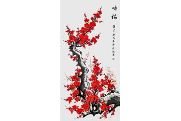 池玉四尺竖幅写意梅花图《咏梅》