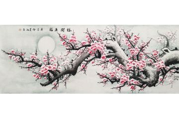 池玉新品写意花鸟画《梅开五福》