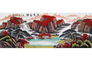 前劲新品国画六尺横幅山水画《鸿运当头》