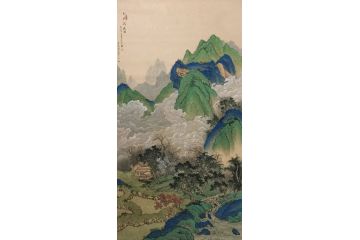 许新有新品力作国画青绿山水画《山居清幽图》