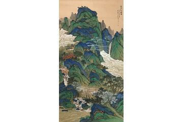 许新有新品力作工笔青绿山水画《溪山秋韵图》