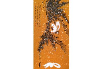 办公室挂画 薛大庸动物画小松鼠《闲野逸仙子  机灵禅心悟》