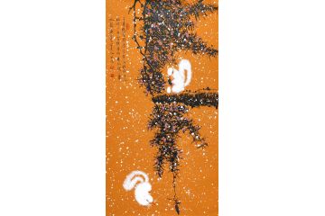 办公室装饰画 薛大庸动物画小松鼠《千寻绝壁欲摩空》