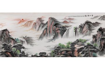 聚宝盆流水生财 李国胜新品山水画《春山神韵》