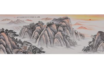 李国胜新品创作六尺横幅五岳靠山《泰山日出》