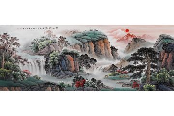 聚宝盆装饰画 李国胜新品六尺横幅《宝地祥瑞》