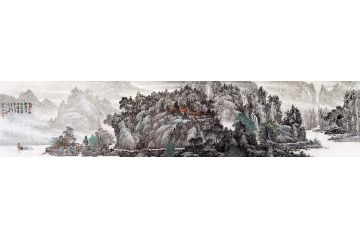 林德坤国画创作写意山水画《烟云舒卷揽胜赏》
