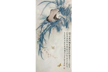 王建辉工笔花鸟画新作《玉兰蝶》
