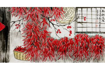 王建辉老师手绘吉祥果蔬画《红红火火》