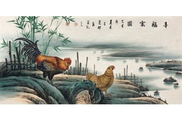 王建辉老师工笔吉祥花鸟画《幸福家园》