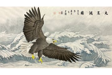 王建辉老师工笔雄鹰图《大展鸿图》