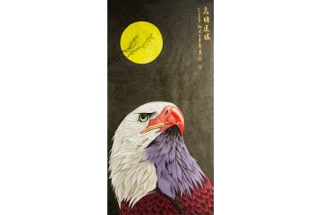 办公室挂画 王建辉老师工笔雄鹰图《高瞻远瞩》