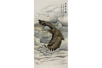 王建辉老师工笔雄鹰国画《大展宏图》