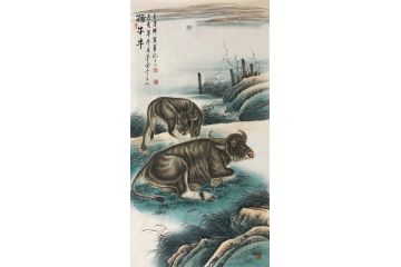 客厅装饰画 王建辉动物画 牛《孺子牛》