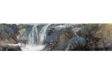 美协画家管旺林国画山水画《溪谷清音图》
