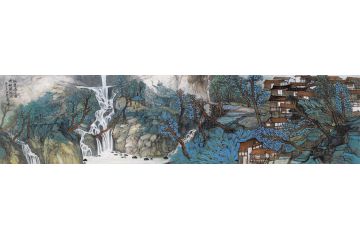 中美协画家管旺林国画山水画《拨云寻古道》