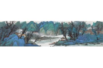 美协管旺林国画创作山水画《漓江叠翠》