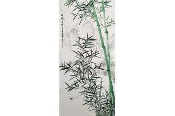 清新脱俗 李国胜国画新品四尺竖幅《竹报平安》