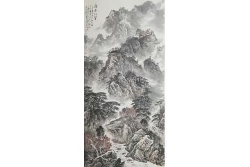 王绍德国画新品四尺竖幅山水画《禅影松声》