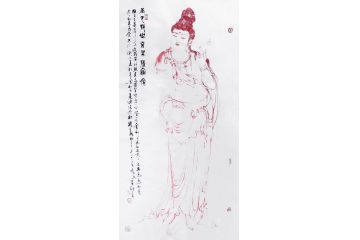 柳子峻精品新作四尺竖幅佛像 人物画《南无观世音菩萨宝像》