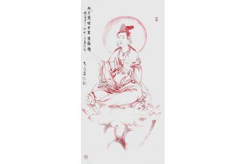 柳子峻四尺竖幅佛像人物画《南无观世音菩萨宝像》