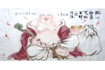 柳子峻人物画《逞心如意笑纳百财赢洪福》