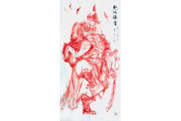 柳子峻四尺竖幅人物画《五福埽堂》
