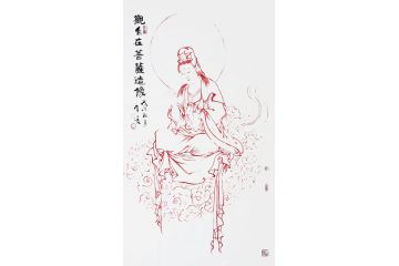 柳子竖幅佛像人物画《观自在菩萨造像》