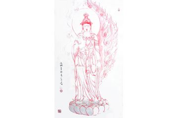柳子峻新品佛像人物画《观音图穷款》