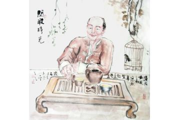 新品斗方图 柳子峻人物画《闲暇时光》