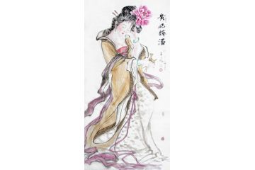 柳子峻新品佳作装饰画 人物画《贵妃醉酒》