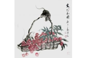 柳子俊斗方动物画《处处得利图》