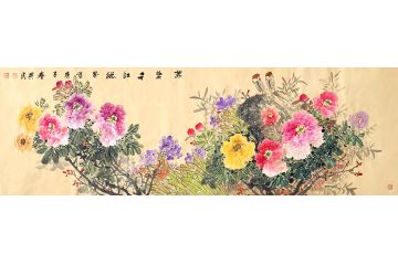 张兴民国画牡丹图《万紫千红总是春》