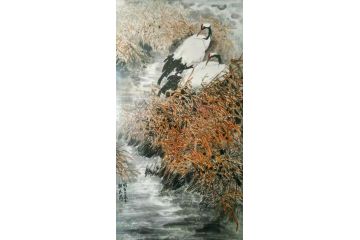 张兴民最新力作国画花鸟作品《仙鹤图》