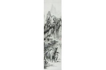 墨痴新品国画四尺竖幅山水画《山高水长》