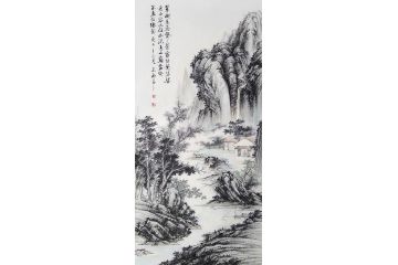 墨痴新品国画四尺竖幅山水画《西山高隐图》