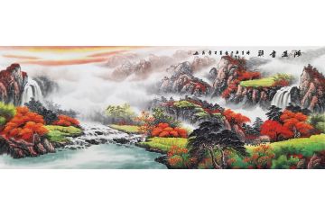 常为新品国画六尺横幅流水生财《鸿运当头》