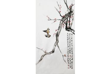 梁超龙新品花鸟画《百千寒雀下空庭》